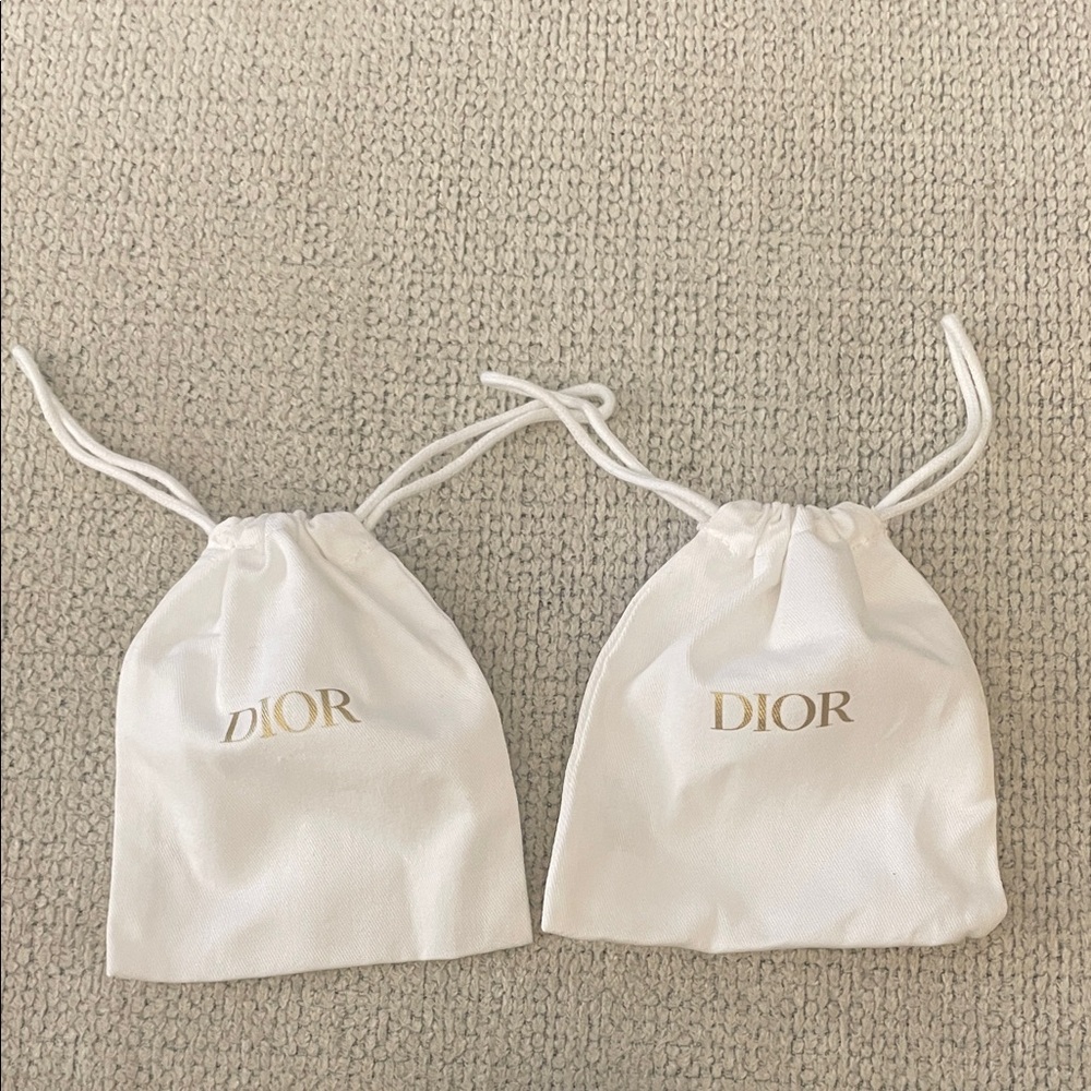 Dior White Pouches with Gold Logo